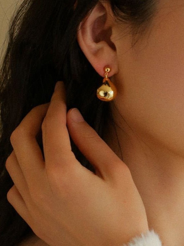 Chic Metal Water Droplet Ball Drop Earrings - floysun