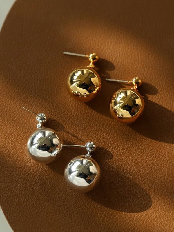 Chic Metal Water Droplet Ball Drop Earrings - floysun