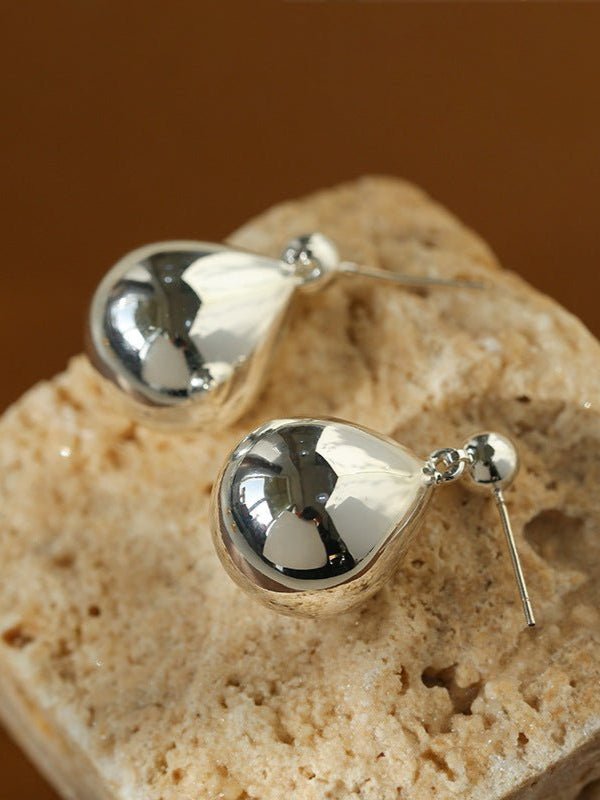 Chic Metal Water Droplet Ball Drop Earrings - floysun