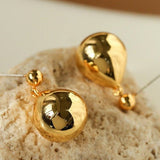 Chic Metal Water Droplet Ball Drop Earrings - floysun