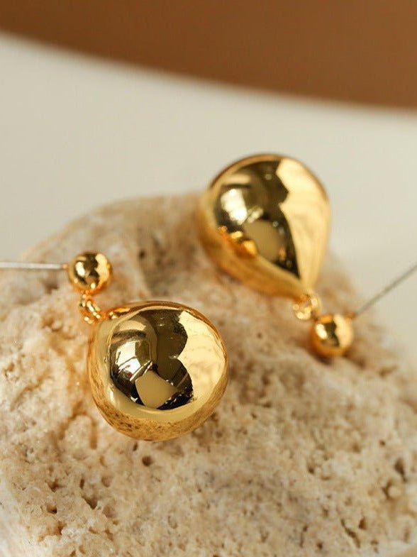 Chic Metal Water Droplet Ball Drop Earrings - floysun