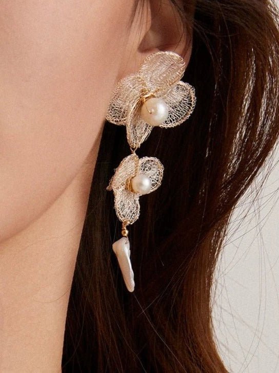 Cicada Wing Series Petite Floral Stud Earrings - floysun