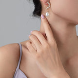 Geometric Series Wave Pearl Teardrop Earrings - CKJH2023011