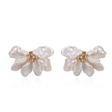 Falling Petals Series Half Flower Pearl Stud Earrings - CKLY2021050