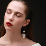 Flowing Bead Series Fan - shaped Multi - line Tassel Earrings - CKLZ2019008