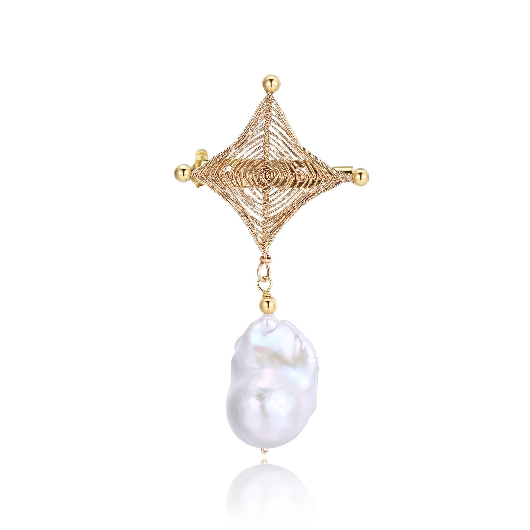 Miracle Series Four - pointed Star Baroque Pearl Brooch - CKXCBLK2022256