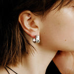 Clara Series Brushed Texture Square Hoop Earrings - floysun