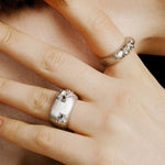 Clara Series Brushed Texture Square Sterling Silver Ring - floysun