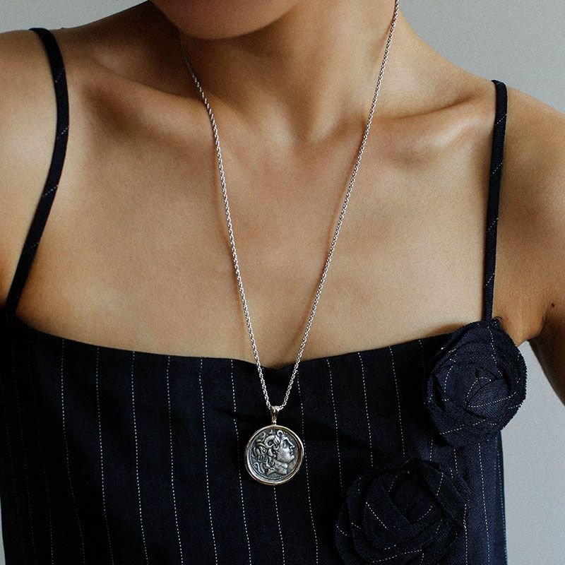 Classic Alexander Silver Coin Plus Necklace - floysun