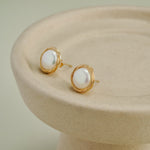 Classic Filigree Series Circular Winding Ear Clip Pearl Ear Studs - floysun