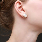 Classic Filigree Series Circular Winding Ear Clip Pearl Ear Studs - floysun