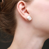 Classic Filigree Series Circular Winding Ear Clip Pearl Ear Studs - floysun