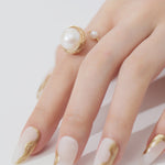 Classic Filigree Series Large Pearl Open Ring - floysun