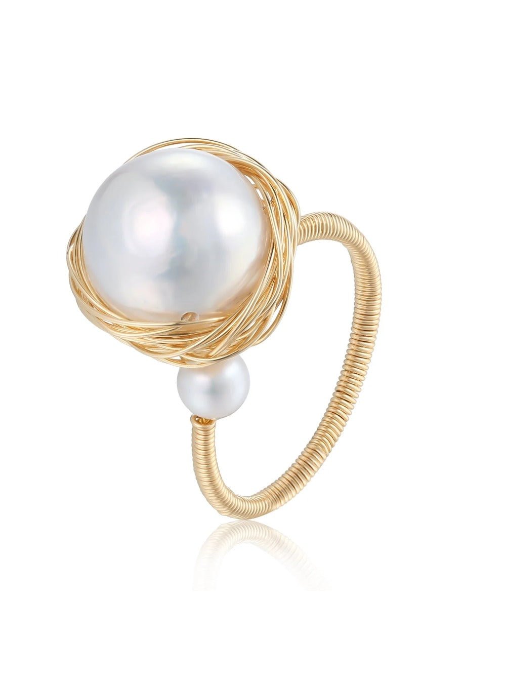 Classic Filigree Series Large Pearl Open Ring - floysun