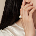 Classic Filigree Series Large Pearl Open Ring - floysun