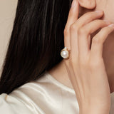 Classic Filigree Series Large Pearl Open Ring - floysun