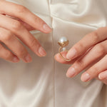 Classic Filigree Series Large Pearl Open Ring - floysun