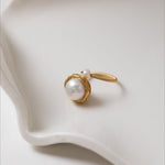 Classic Filigree Series Large Pearl Open Ring - floysun