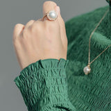 Classic Filigree Series Large Pearl Open Ring - floysun