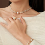 Classic Filigree Series Large Pearl Open Ring - floysun