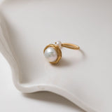 Classic Filigree Series Large Pearl Open Ring - floysun