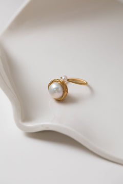 Classic Filigree Series Large Pearl Open Ring - floysun