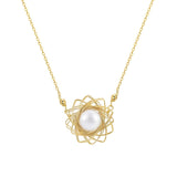 Classic Filigree Series Starburst Pearl Pendant Necklace - floysun