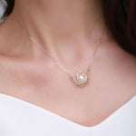 Classic Filigree Series Starburst Pearl Pendant Necklace - floysun