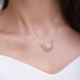 Classic Filigree Series Starburst Pearl Pendant Necklace - floysun