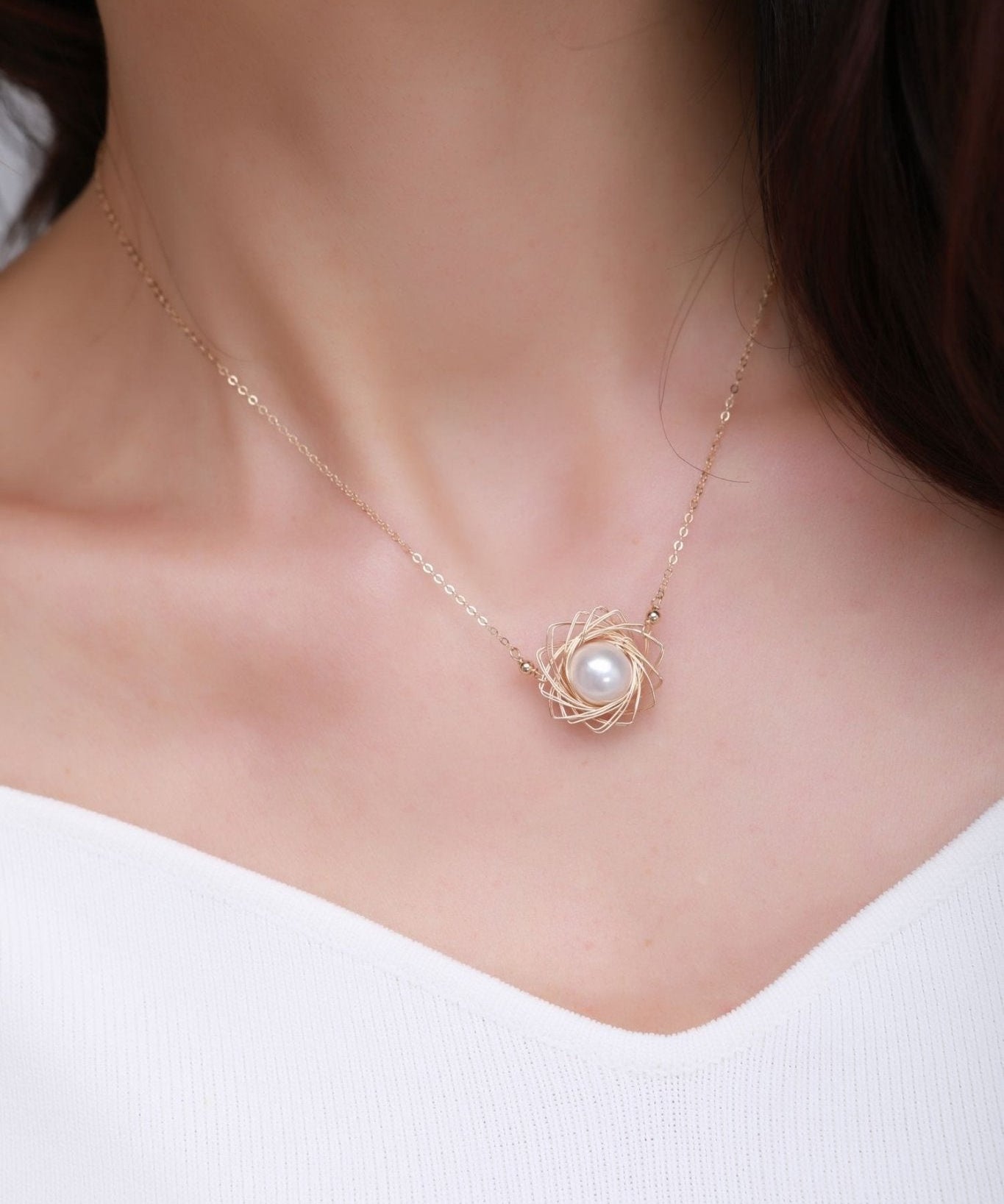 Classic Filigree Series Starburst Pearl Pendant Necklace - floysun