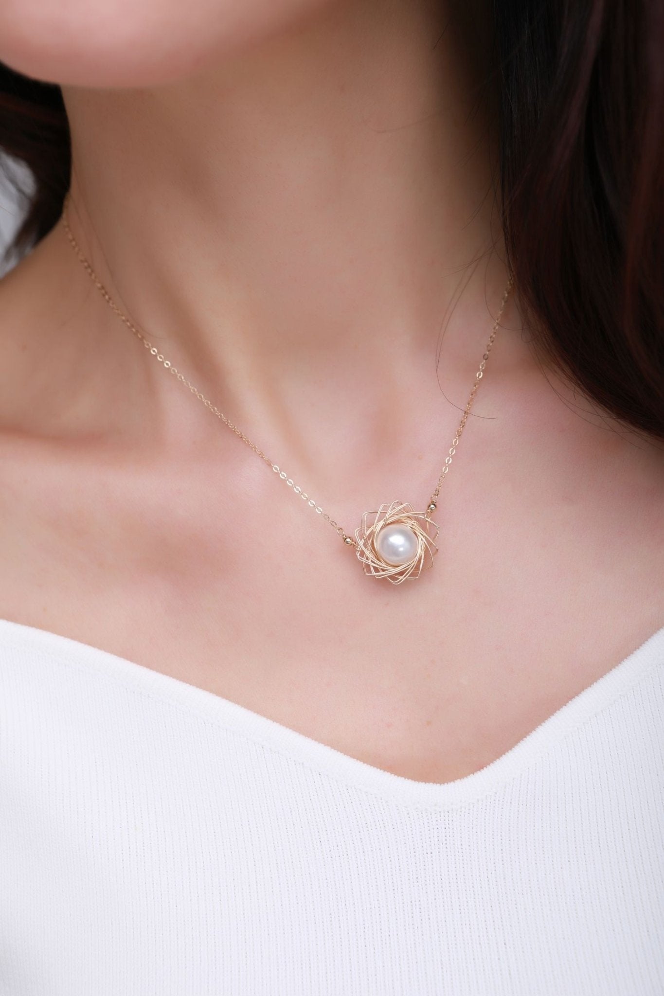 Classic Filigree Series Starburst Pearl Pendant Necklace - floysun