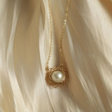 Classic Filigree Series Starburst Pearl Pendant Necklace - floysun