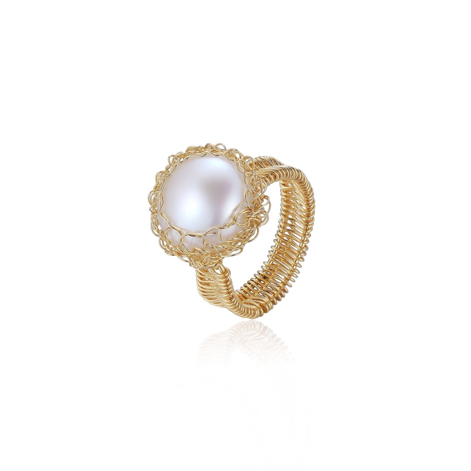 Classic Filigree Series Waterdrop Pearl Open Ring - floysun