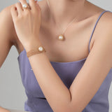 Classic Filigree Series Waterdrop Pearl Open Ring - floysun