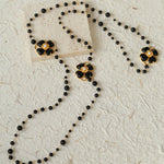 Classic French Romance Clover Long Necklace - Black Onyx - floysun