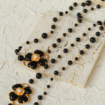 Classic French Romance Clover Long Necklace - Black Onyx - floysun