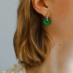 Classic Green Natural Stone Jade Hoop Earrings - floysun