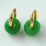 Classic Green Natural Stone Jade Hoop Earrings - floysun