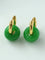 Classic Green Natural Stone Jade Hoop Earrings - floysun