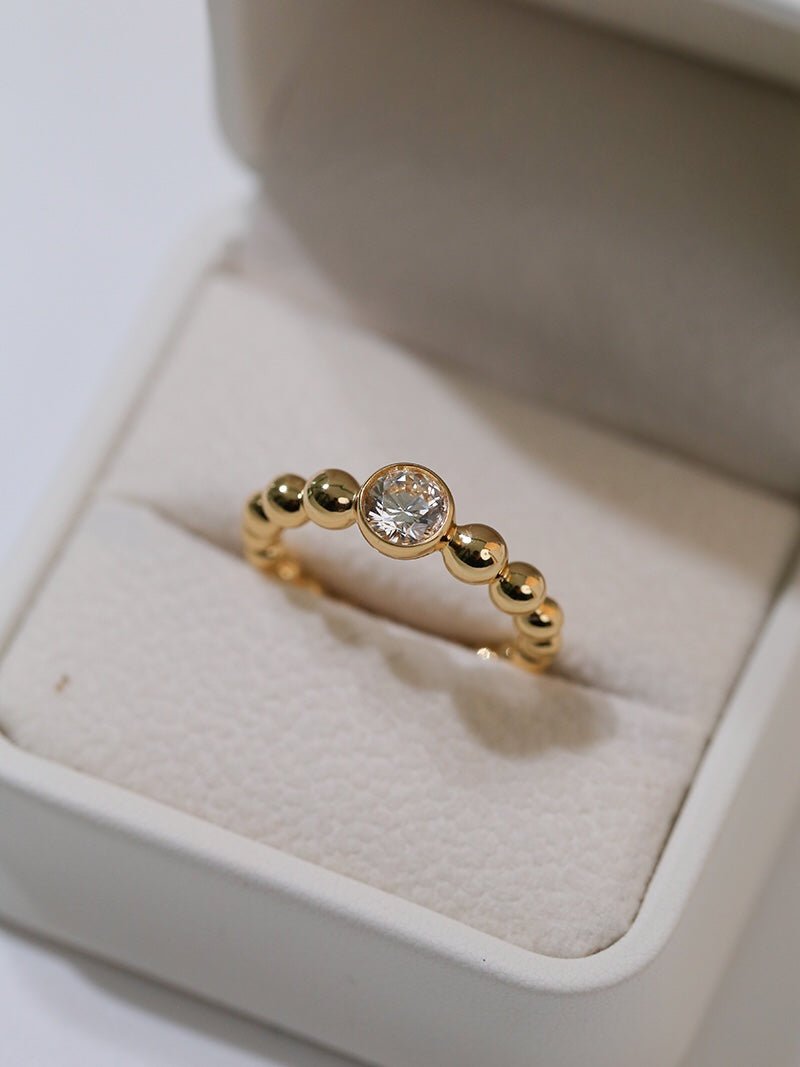 Classic Single Layer Bubble Diamond Stacking Ring - floysun