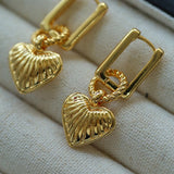 Classic Striped Heart Hoops Earrings - floysun