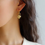 Classic Striped Heart Hoops Earrings - floysun