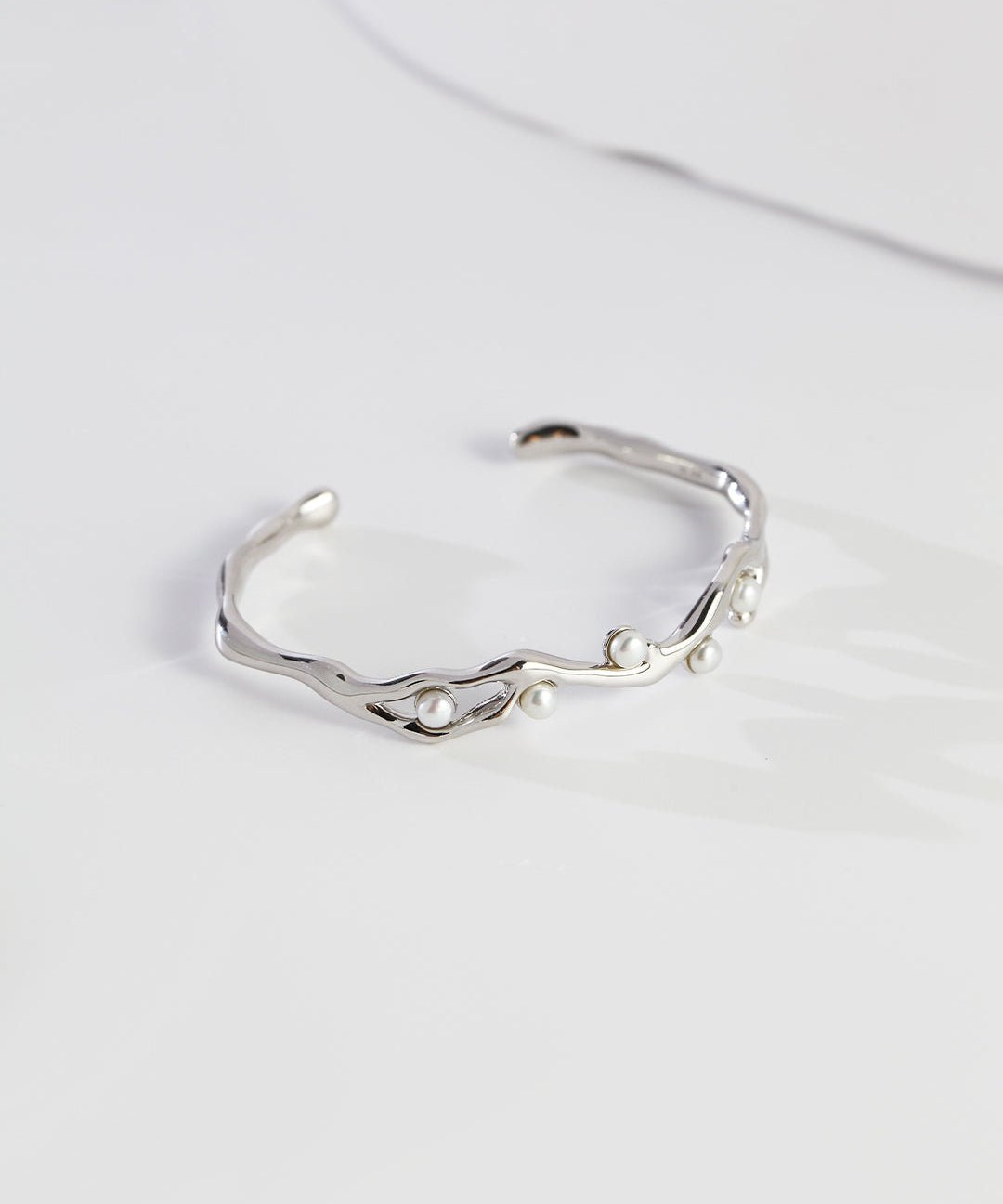 Cloud Moon Silver Pearl Bangles Bracelet - floysun