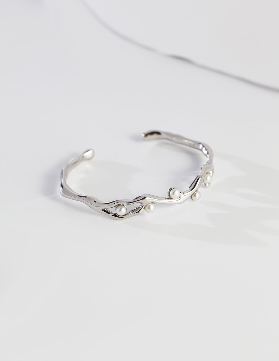 Cloud Moon Silver Pearl Bangles Bracelet - floysun