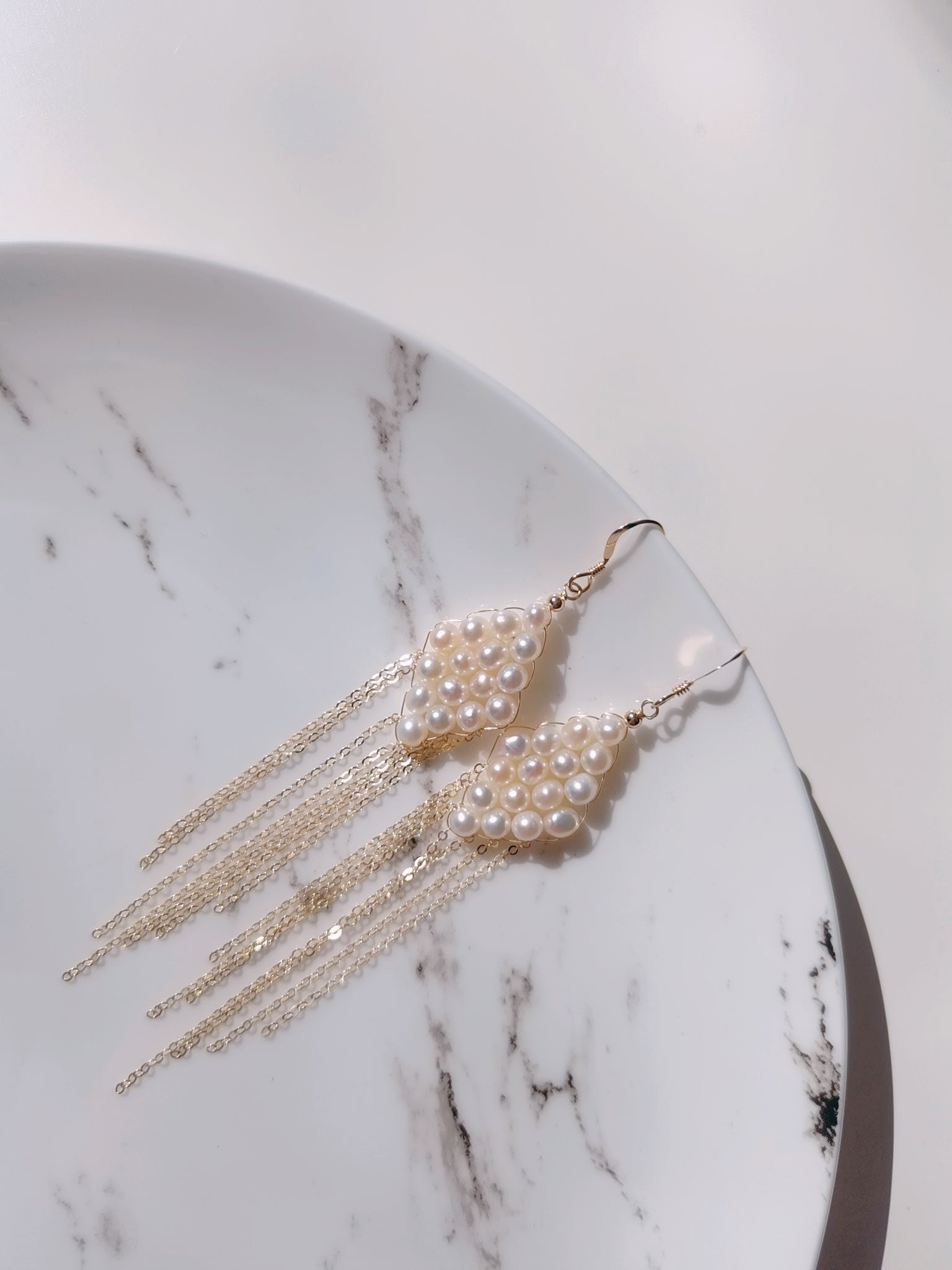 COCOKIM Flowing Bead Series Diamond Fringe Earrings - floysun