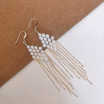 COCOKIM Flowing Bead Series Diamond Fringe Earrings - floysun