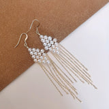 COCOKIM Flowing Bead Series Diamond Fringe Earrings - floysun