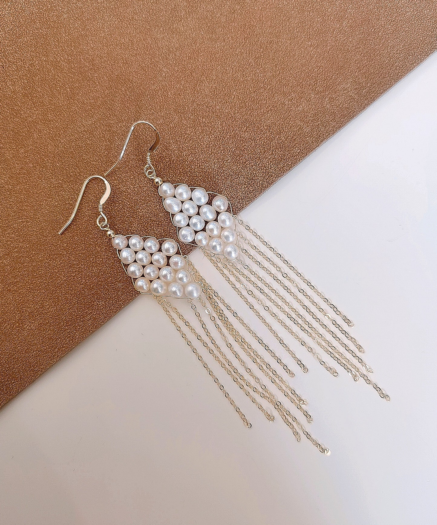 COCOKIM Flowing Bead Series Diamond Fringe Earrings - floysun