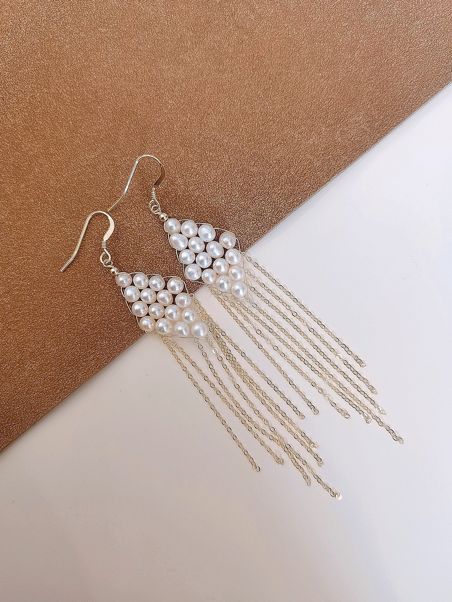 COCOKIM Flowing Bead Series Diamond Fringe Earrings - floysun