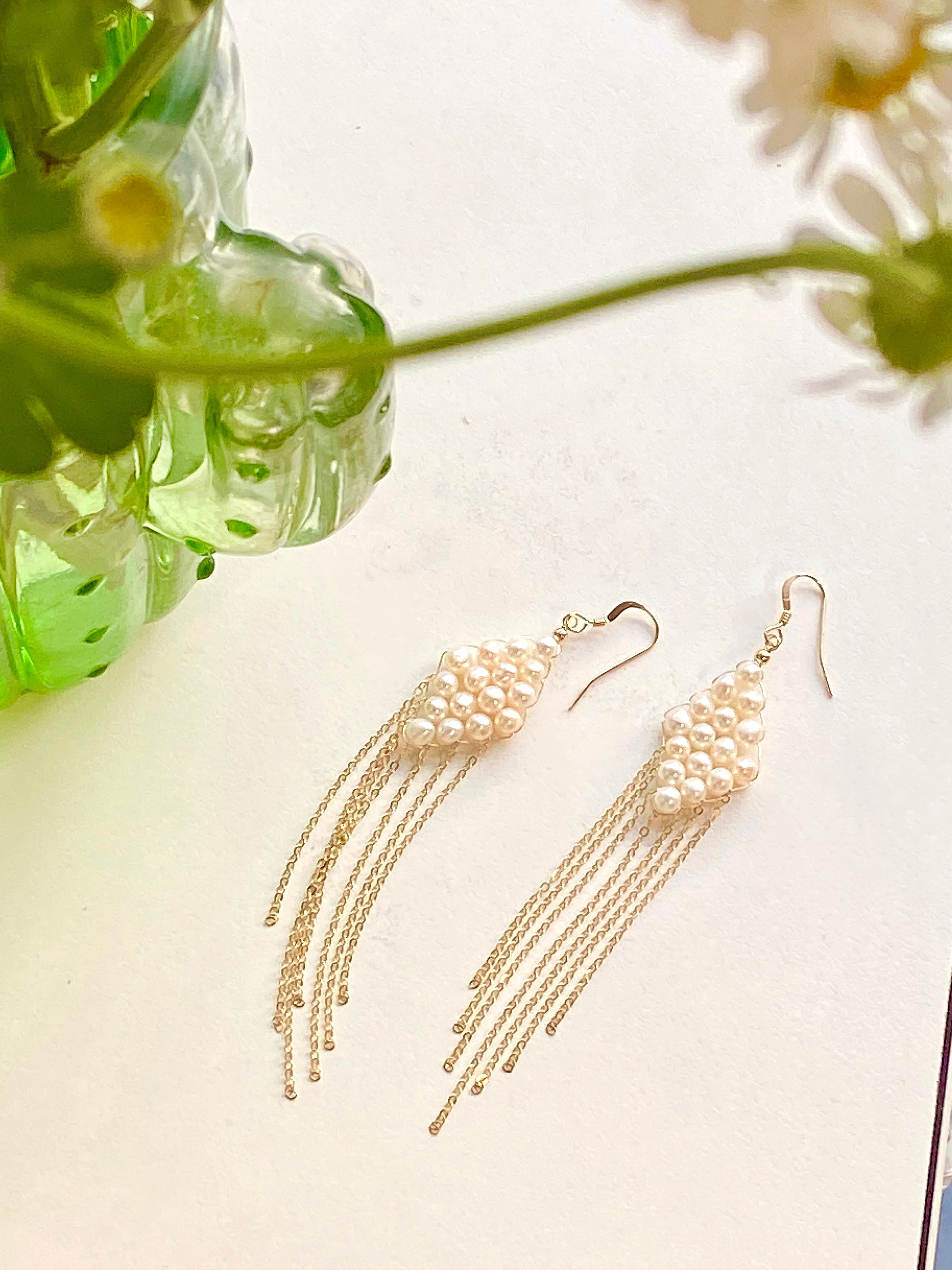 COCOKIM Flowing Bead Series Diamond Fringe Earrings - floysun